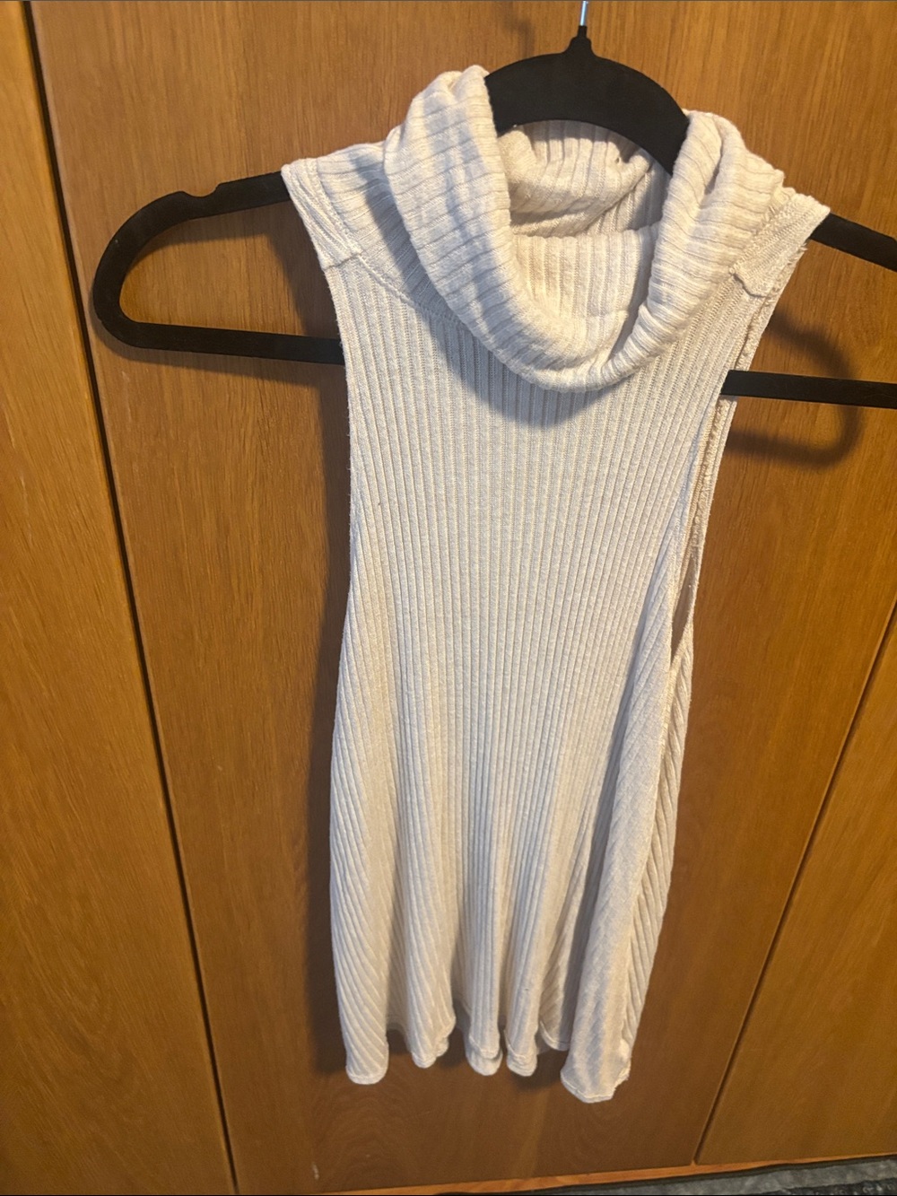 Free People Sleeveless Ribbed Cowl Neck Sweater in Cream
